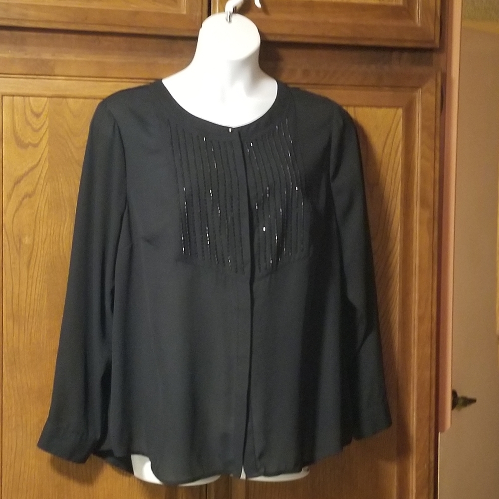 Black Tuxedo Style Blouse